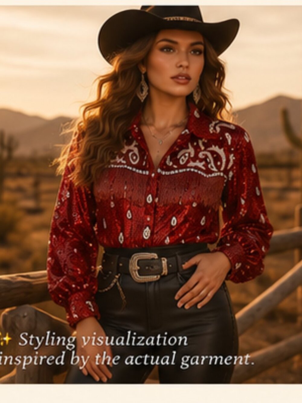 Western Glam Rodeo Queen Lillie Rubin Silk Hand Beaded Sequin Fringe Bodysuit M - Picture 4 of 9